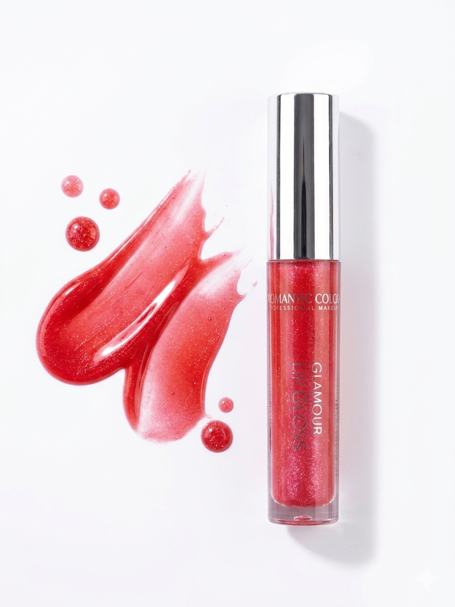 Romantic Color Glamour Lip Gloss - Glossy Red Finish